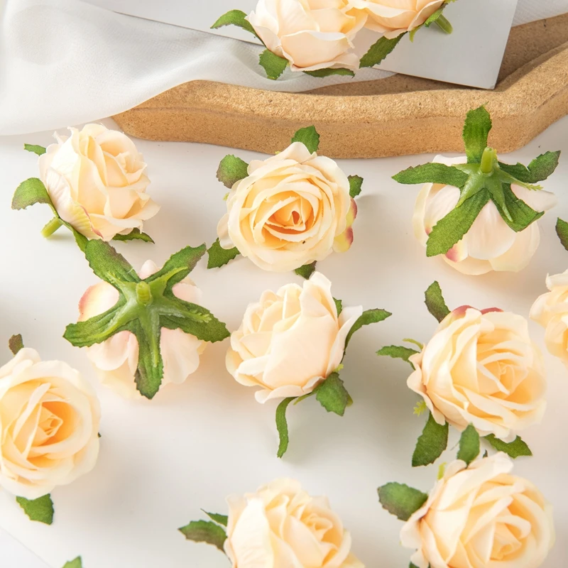 50/100 Stück Künstliche Blumen DIY Geschenkbox Kuchen Heimdekoration Weihnachtsdekoration Kränze Hochzeit Party Garten Rosen Bogen Seide – Detail 5