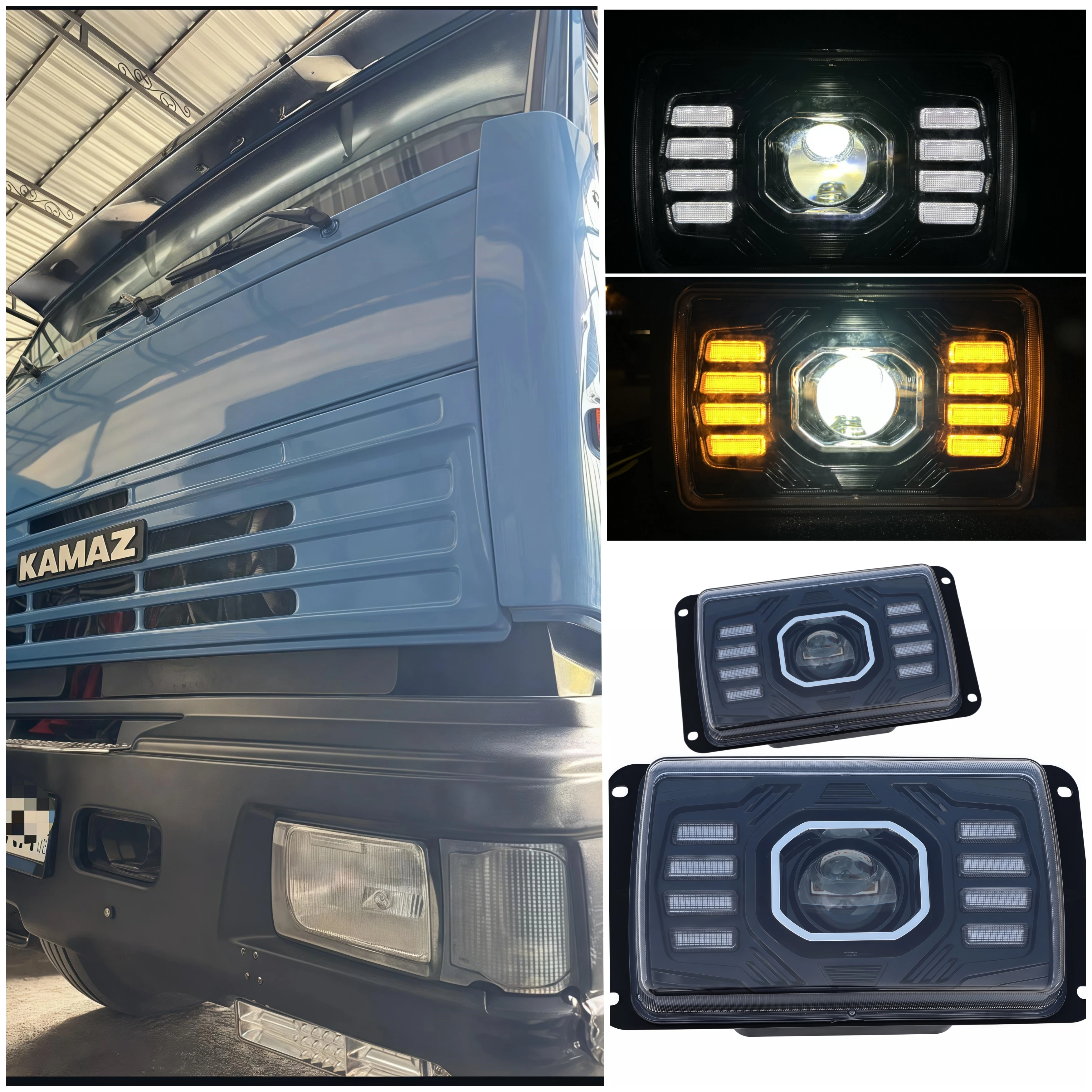 

1pcs LED Headlight Assembly For KAMAZ EVRO YEVRO Add Daytime Running Lights and Turn Signals