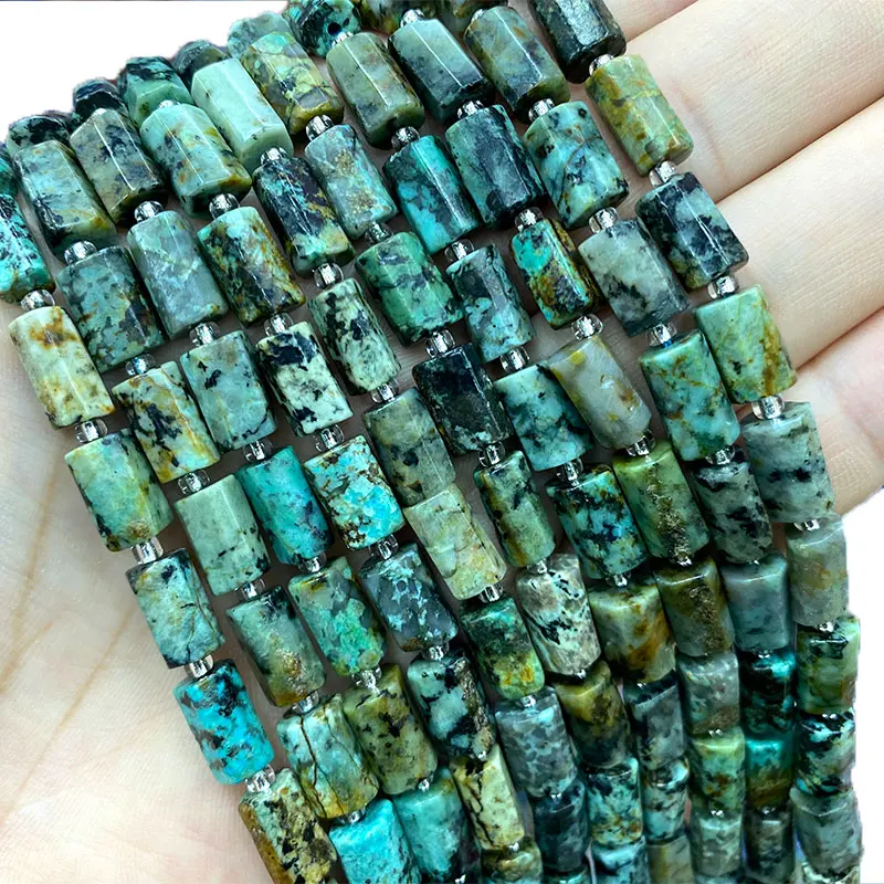 Wholesale 100% Natural Stone African Turquoises Faceted Cylinder Spacer Beads For Jewelry Making DIY Bracelet Necklace Charms