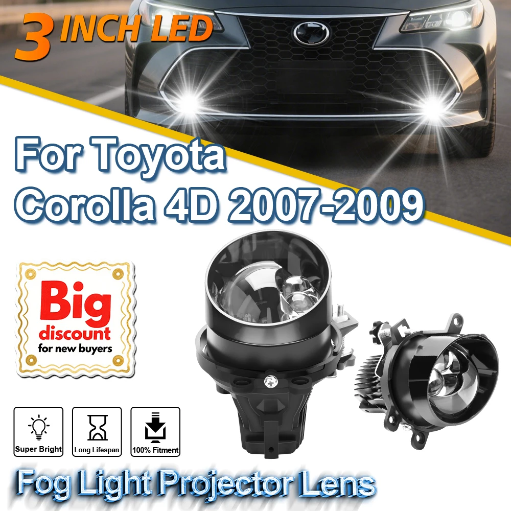 

ROADSUN 3.0 Inch Auto Fog Light Projector Lens Assembly LED Fog Lamp Bulb Car Accessories For Toyota Corolla 4D 2007 2008 2009