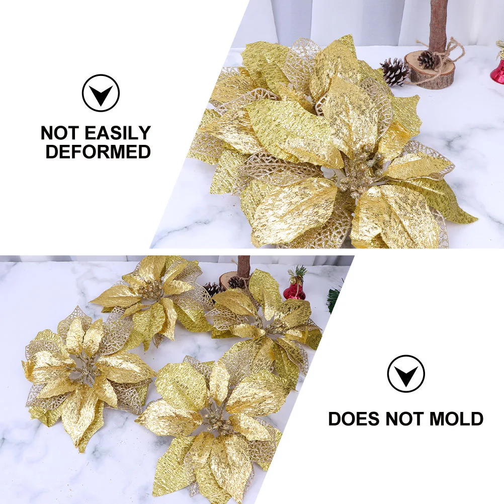 

Faux Simulated Christmas Flowers Outdoor Decoration Fake Golden Fabric Artificial for Outdoors