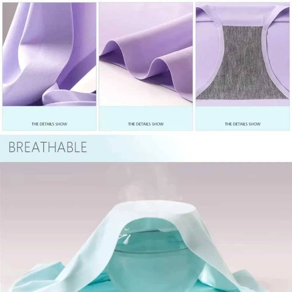 9 Pcs Women's Seamless Ice Silk Panties - Soft Solid Color Underwear for Teens & Adults, Breathable One-Piece Comfort Fit - Image 3