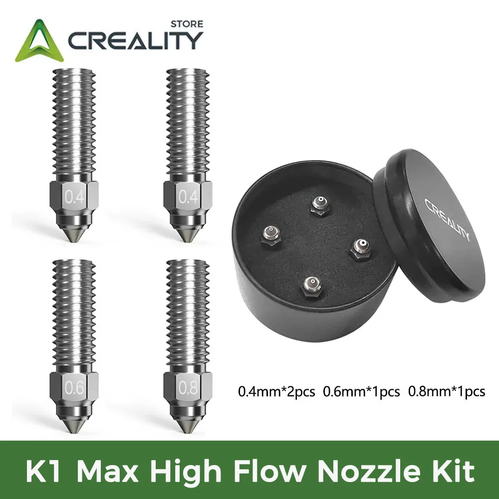 

Комплект насадок CREALITY K1 Max с высоким расходом, биметаллический материал, гладкая внутренняя стена, гладкая экструзия, равномерная подача, детали 3D-принтера