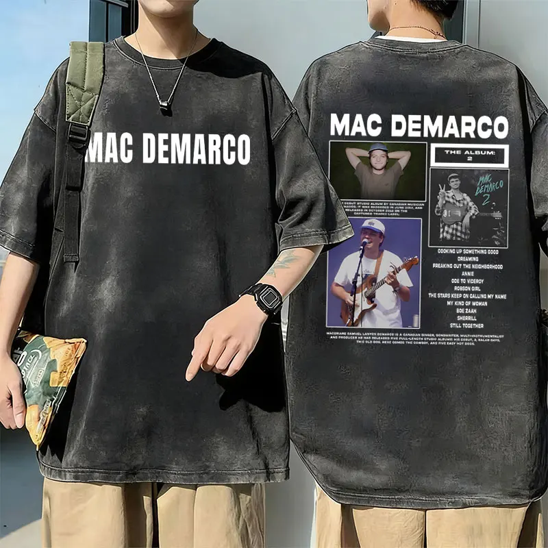 

Washed Vintage Mac Demarco Law Order Tour Merch T-shirt Men Women Fashion Casual Oversized T-shirts Men's Retro Cotton T Shirts