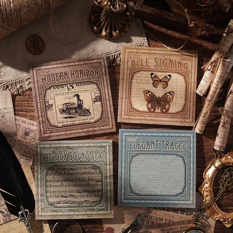 Retro Vintage Junk Journal Decor Paper Scrapbooking Material Craft Supplies Handwriting Article Music Note Background Paper