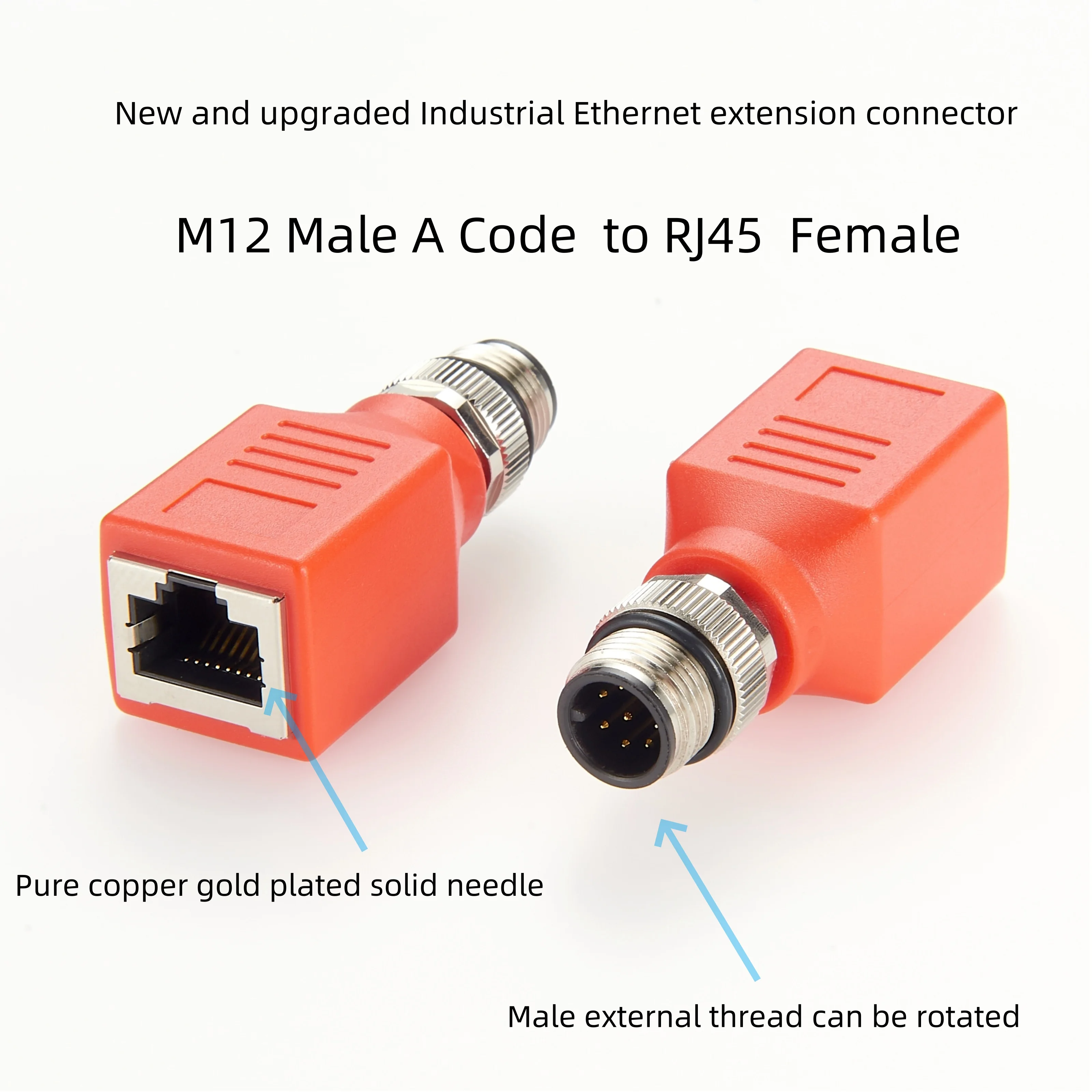 Adapter M12 do RJ45 Ethernet M12 kod A 8-pinowe złącze męskie na RJ45 żeńskie 1 gb/s przemysłowe okrągłe gniazdo dla Cat6/Cat5