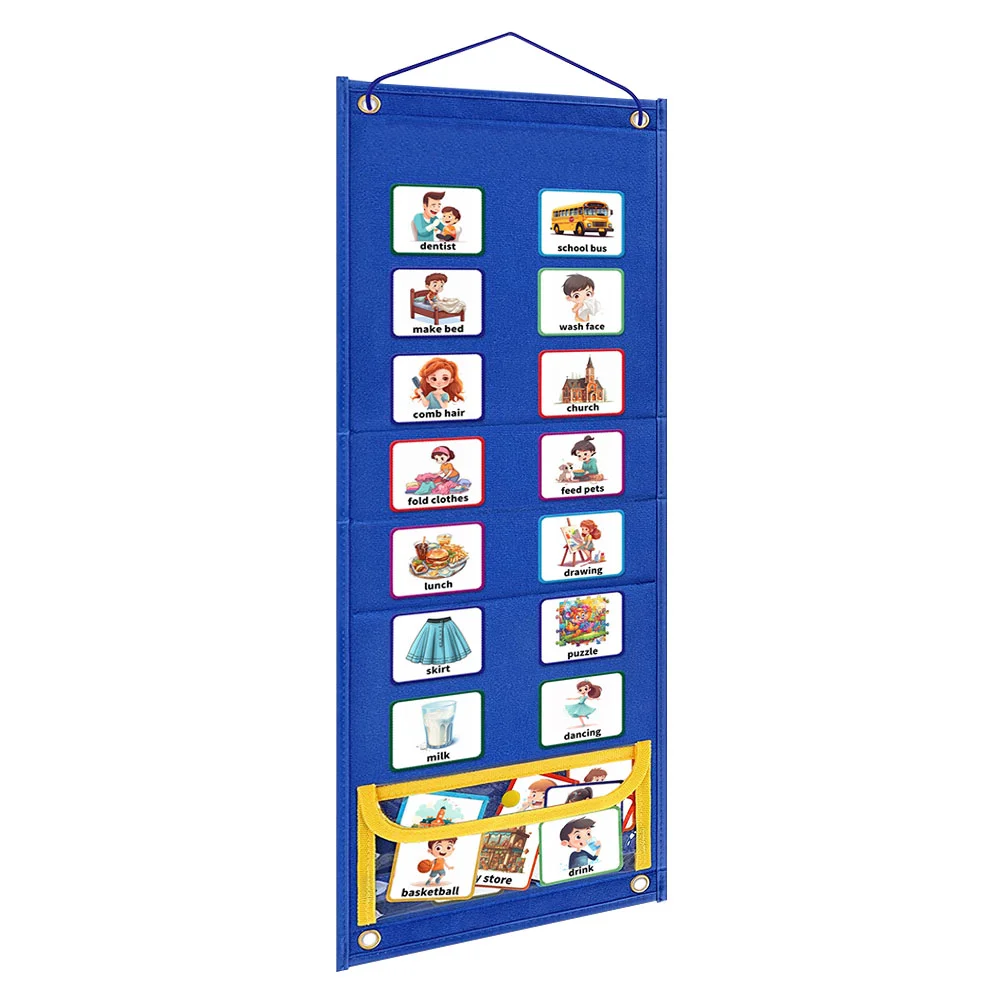 Schedule Wall Chart Behavior for Kids at Home Daily Toddler Routine Card Storage Hanging Bag Calendars Child