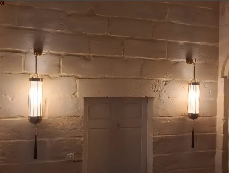 Biege lampu dinding Linen mewah, lampu dinding LED lobi Hotel panjang Besar China untuk lorong ruang tamu dalam ruangan