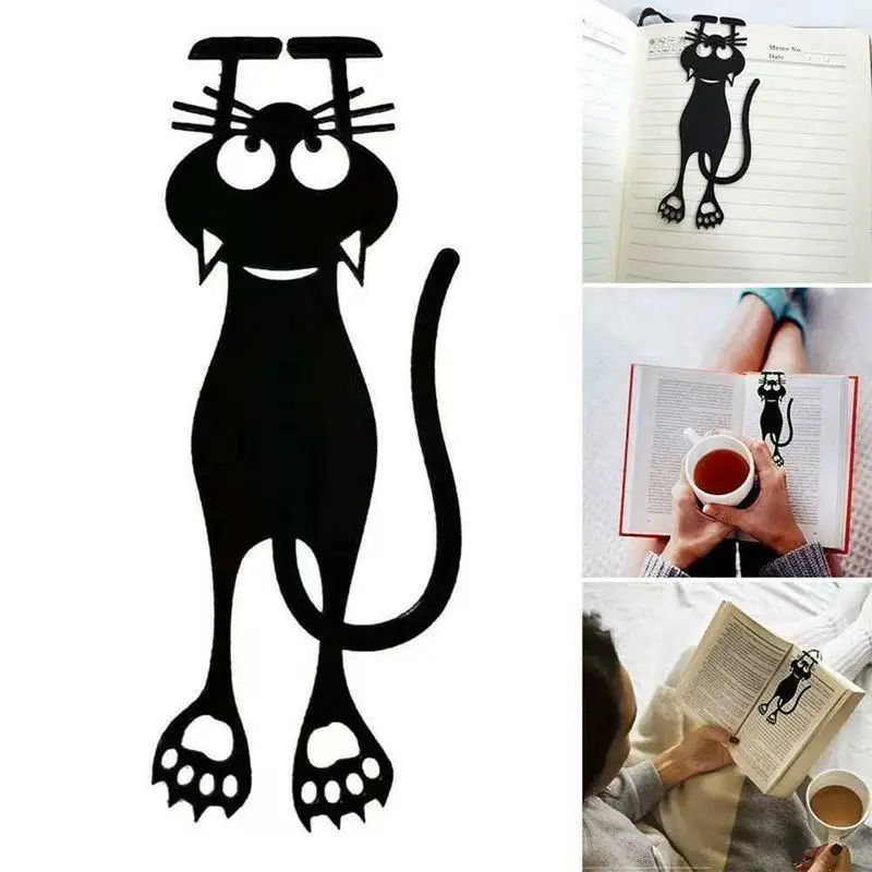 【1-5PCS】3D Black Cat Bookmarks Kawaii Plastic Animal Book Mark Creative Stationery for Students Reading Gifts for Teachers Book