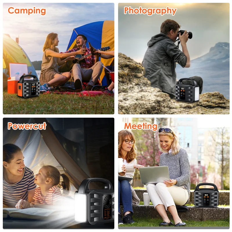 Estação de energia portátil 155Wh 1,6KG - 300W AC/QC3.0 USB/carregador solar para barraca de acampamento ao ar livre RV Home