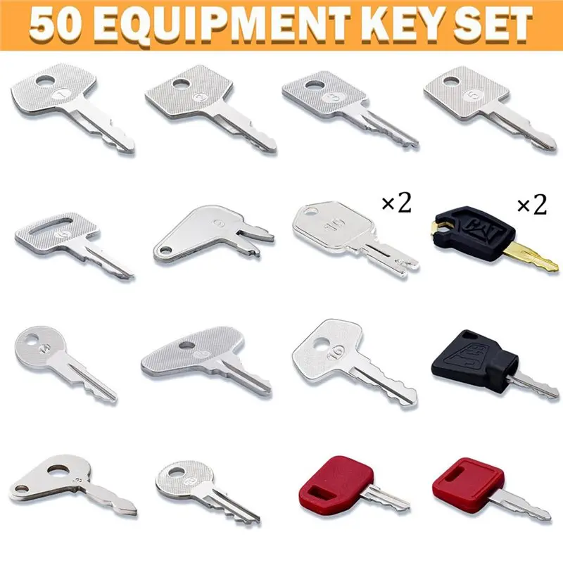ABYN-Heavy Equipment 50-Key Master Set For CAT For Caterpillar Case JCB Construction Contractors Ignition Keys