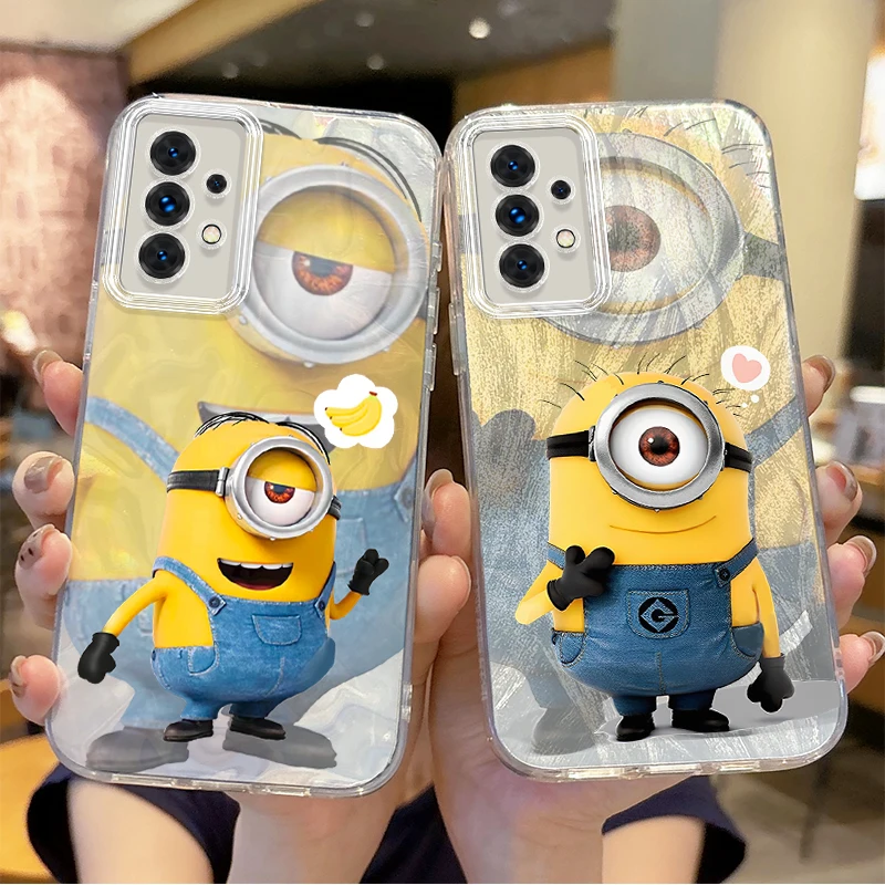 

Fun Cartoon M-Minions Phone Case for Samsung Galaxy S24 S23 S22 S21 Plus Ultra A73 A72 A71 A55 A54 Gradient Dustproof Back Cover