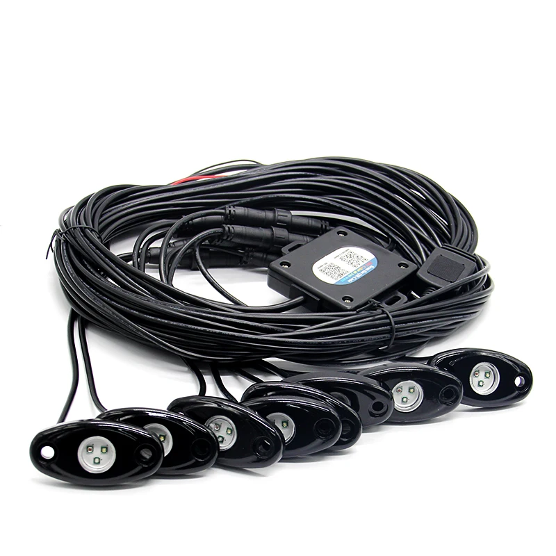 LED 8 pods 12v light RGB waterproof color LED rock light timed music flashing interior neon light for truck