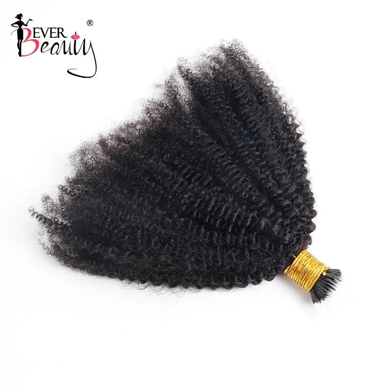 Afro Kinky Curly F Tips Microlink Human Hair Extensions Bundles Nano Rings Hair Plastic Fearther F Tips I Tip For Black Women