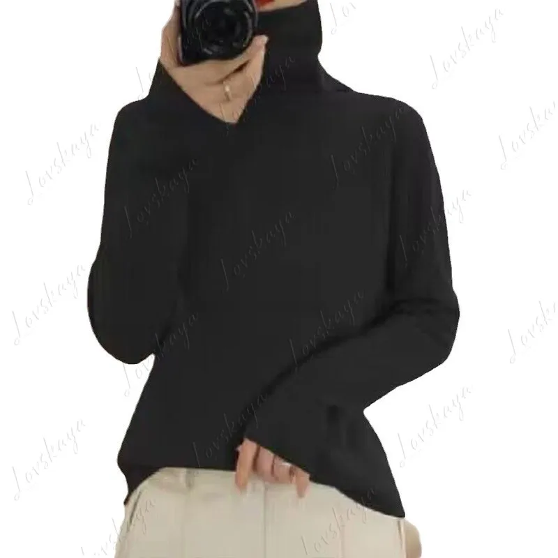 Herbst und Winter neuer Mohair-Rollkragenpullover für Damen, süßer und fauler Stil, einfarbiger Pullover, Strickoberteil