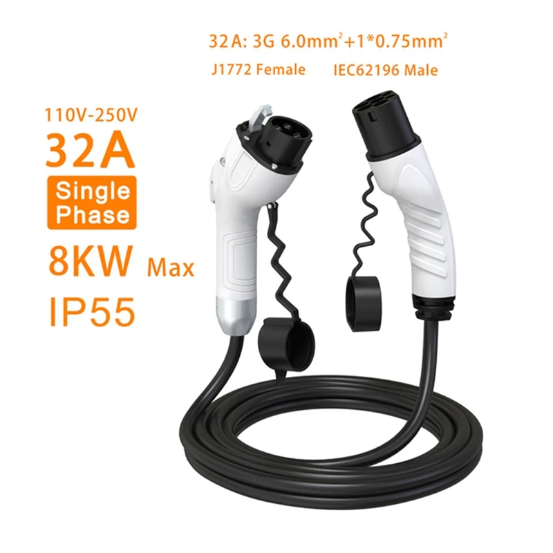 

EV Car Charger Plug Type1 To Type2 SAEJ1772 To IEC62196-2 With 5M Cable EV Charger EV Charging Adapter