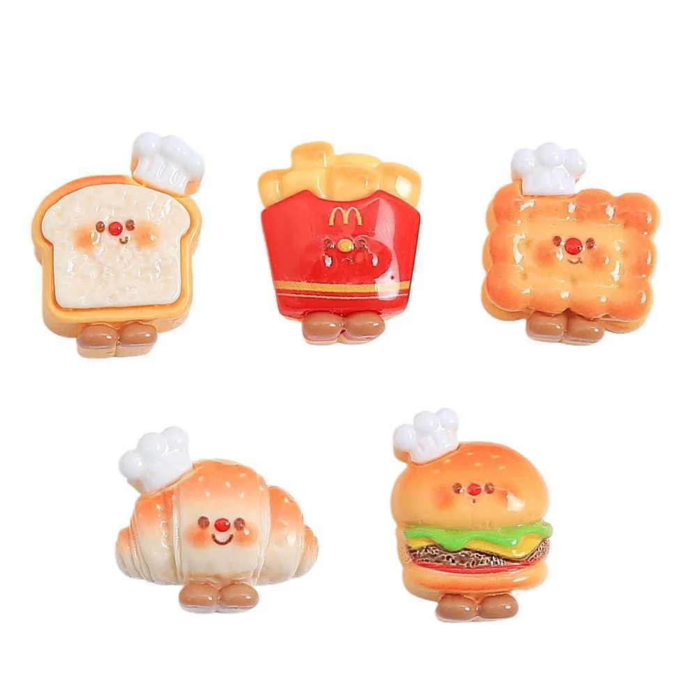 Kawaii Cartoon Bread Resin Foods Play Cabochon 10pcs Flatback for DIY Decoration Accessories Wholesale Ornament Bulk Supplier