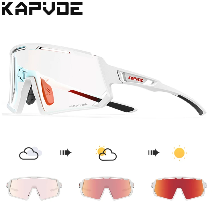 

Kapvoe Color Photochromic Cycling Glasses UV400 Sports Sunglasses Outdoor MTB Baseball Eyewear Men Women Sunglasses Cycling