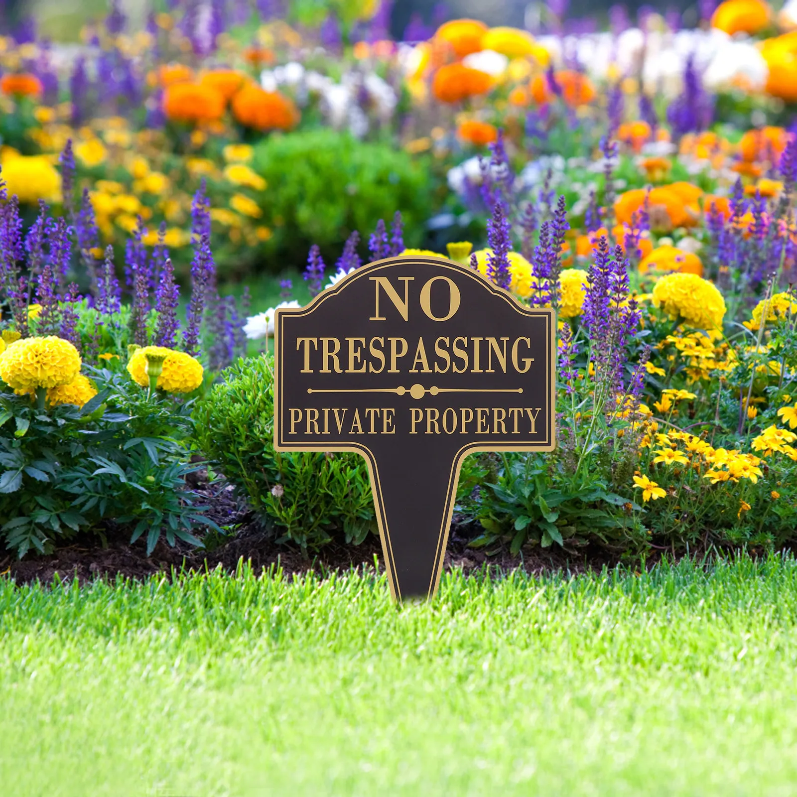 Metal Yard Security Sign For Apartment Door Sign Property Manager Private No Trespassing Black Weatherproof Warning