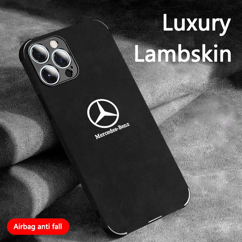For IPhone 17 16 Plus 15 14 Pro Max 13 12 XS XR Suede Phone Case Cover Protector Shell For Mercedes Benz CLA GLC GLA GLB GLE GLS - view 3