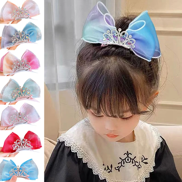 7 Colors Girls Crown Bow Hair Clips Kids Princess Hair Pin Hairstyle Accessories Baby Dazzling Hairband Children Hair Barrettes AliExpress
