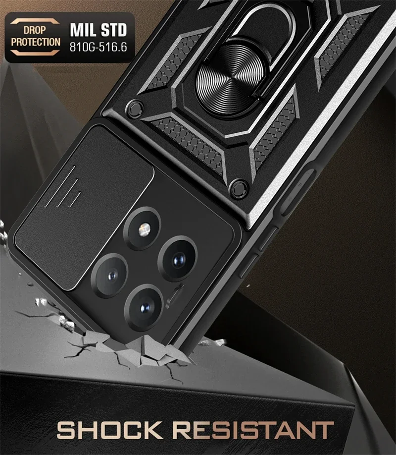 Voor Xiaomi Poco X6 Pro 5G Case Armor Slide Camera Bescherming Funda Voor Poco X 6 Pro Poko kleine X6 Pro X6Pro Magnetische Ring Cover