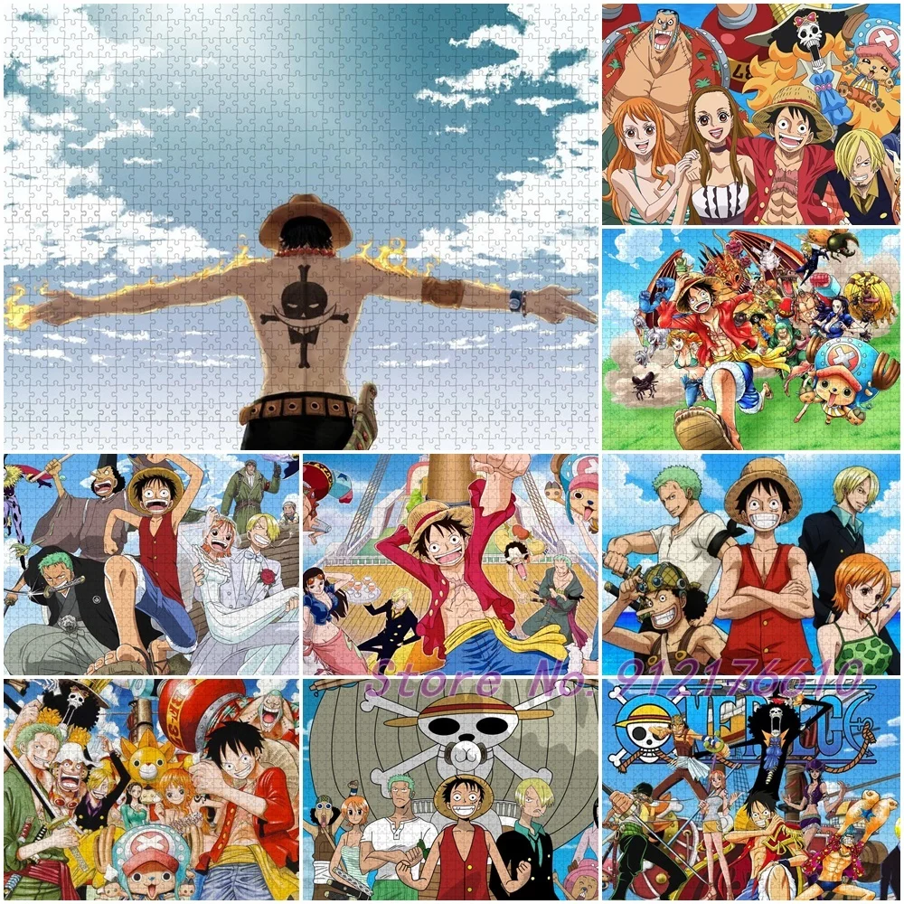 One Piece Luffy Cartoon Anime Zoro 300/500/1000 Pcs Puzzle Decompress Educational Family Games Toys Gifts Anime Jigsaw Puzzles