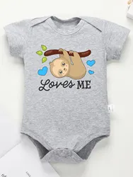 Cute Sloth Newborn Clothes Cartoon Animal Loves Me Baby Girl Boy Onesies Outdoor Casual Cotton High Quality Toddler Jumpsuit