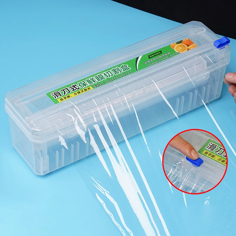 Reusable Food Plastic With Cutter Adjustable Cling Film Dispenser Household Kitchen Tools Supplies Healthy