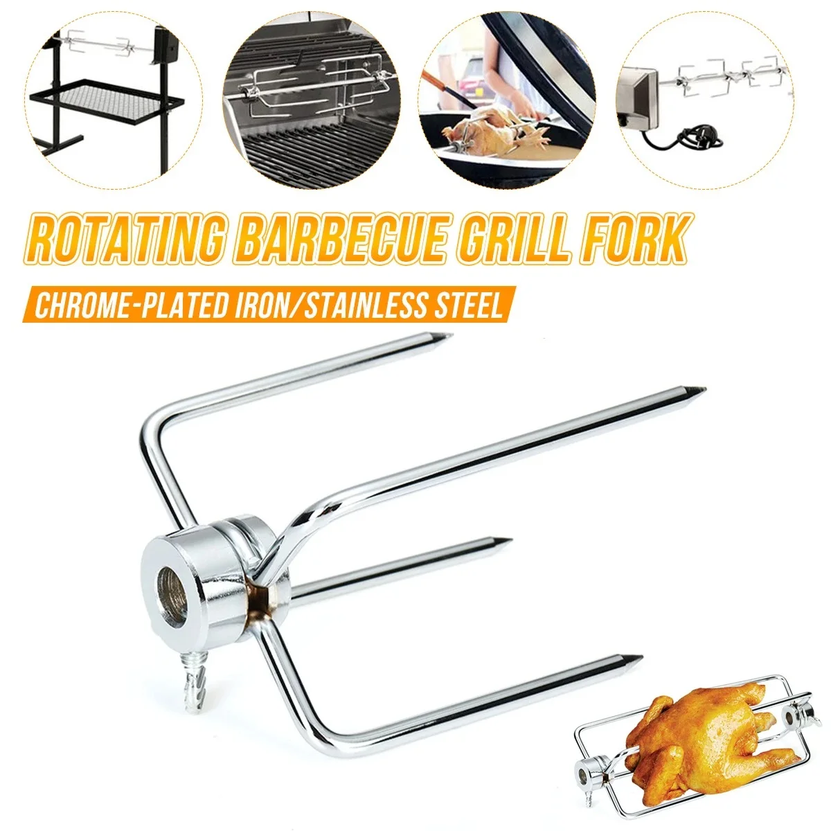 

BBQ Rotisserie Roast Chicken Meat Forks Grill Meatpicks Outdoor Barbecue Clamp