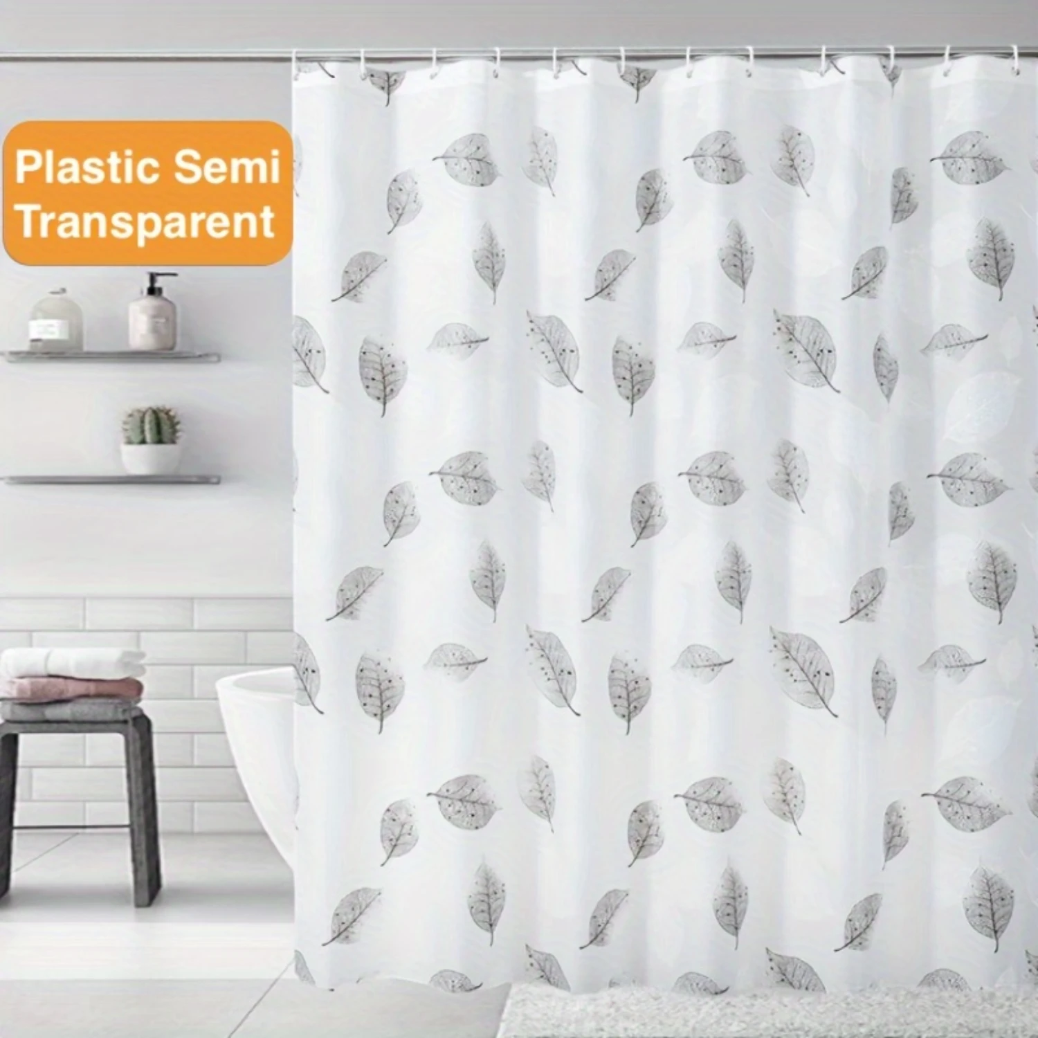 1pc Premium Plastic Shower Curtain Liner - Lightweight, Waterproof, Mildew-Resistant - Durable Metal Grommets & , Anti-Mold, Qui