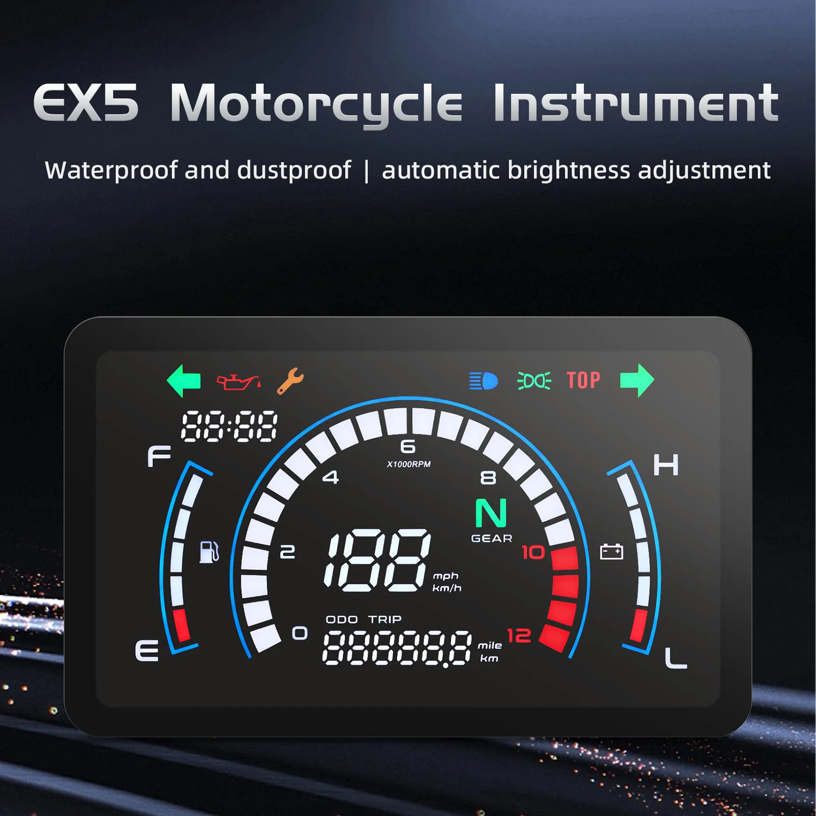 Motorcycle Instrument for HONDA DREAM EX5 LED Digital Motorcycle Speedometer RPM Dashboard With Fuel Meter Gear Volt Turn Light