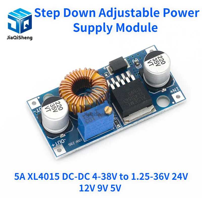 5A XL4015 DC-DC 4-38V to 1.25-36V 24V 12V 9V 5V Step Down Adjustable Power Supply Module LED Lithium Charger With Heat Sink