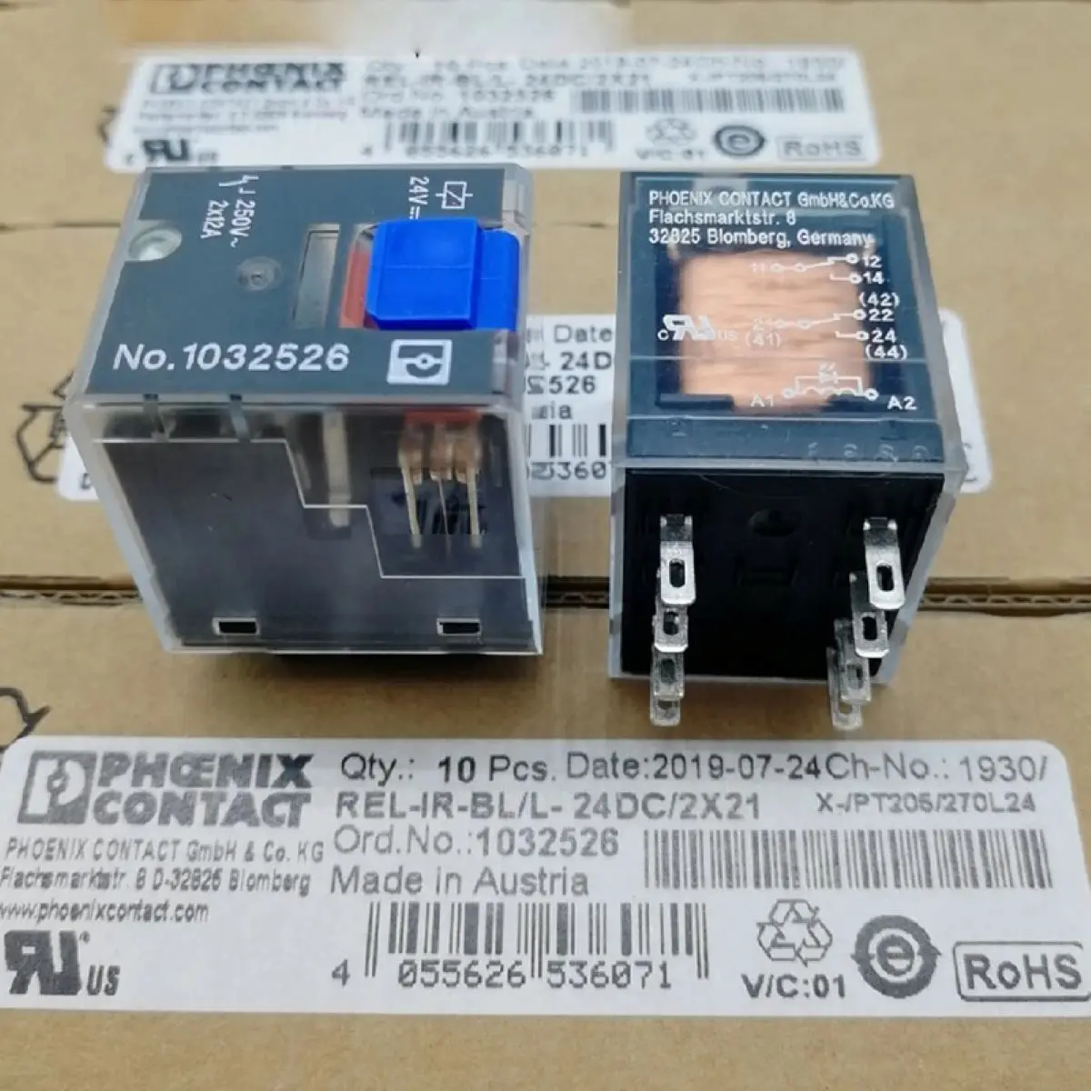 

10 pcs 1032526 REL-IR-BL/L- 24DC/2X21 - Single relay