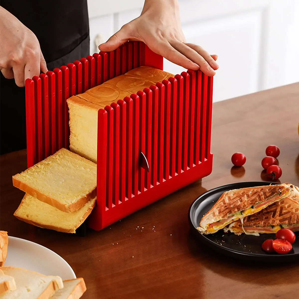 

Toast Bread Slicer Foldable Stand PP Bakeware Slicing Tool Loaf Cutter Rack Cutting Guide Bread Slicer Home Kitchen Gadgets