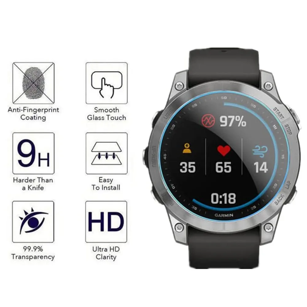 3PCS 9H Premium Tempered Glass For Garmin Fenix 7 7S 7X 6 6S 6X Pro 5S 5 SmartWatch Glass Screen Protector HD Film For Fenix7 7X