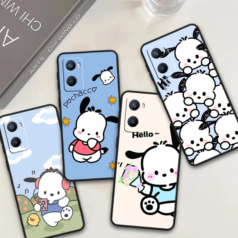 Pochacco Cute Cartoon For OPPO Reno 10 9 8 7 6 5 4 Z SE Pro Plus Lite Soft TPU Shockproof Black Phone Case