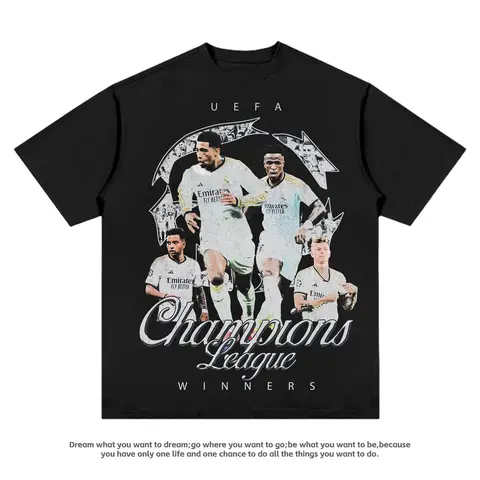 2025 Real Madrid Real Madrid T-shirt Real Madrid Football Star American Cotton Short Sleeve Vintage High Quality Luxury Brand