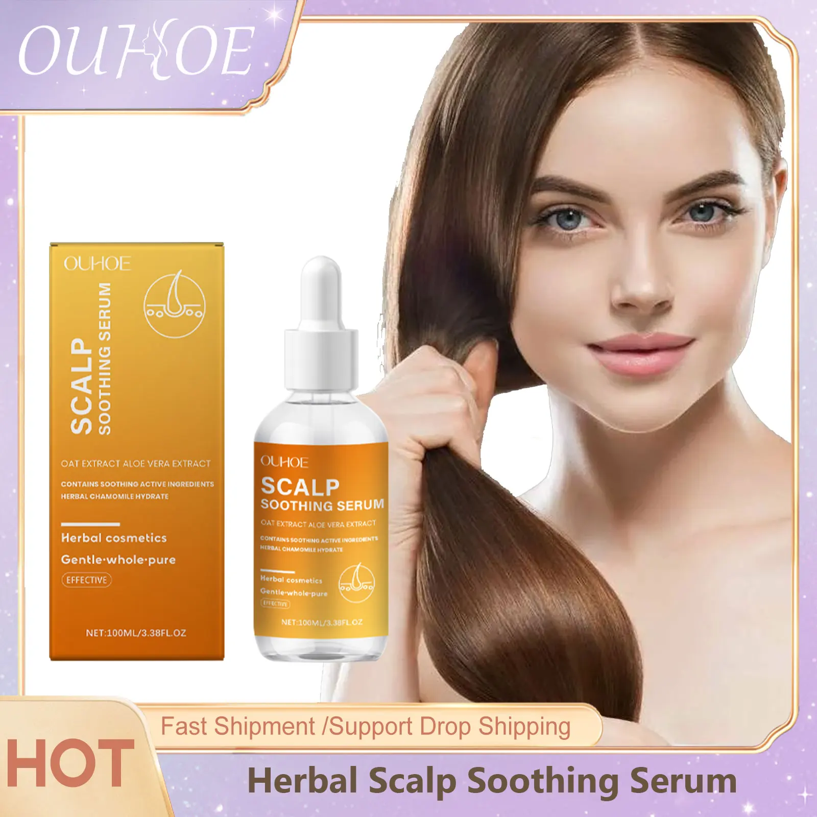 

Herbal Scalp Soothing Serum Natural Hair Growth Nourishing Glowing Styling Smoothing Reduce Hair Loss Anti Frizz Hair Serum