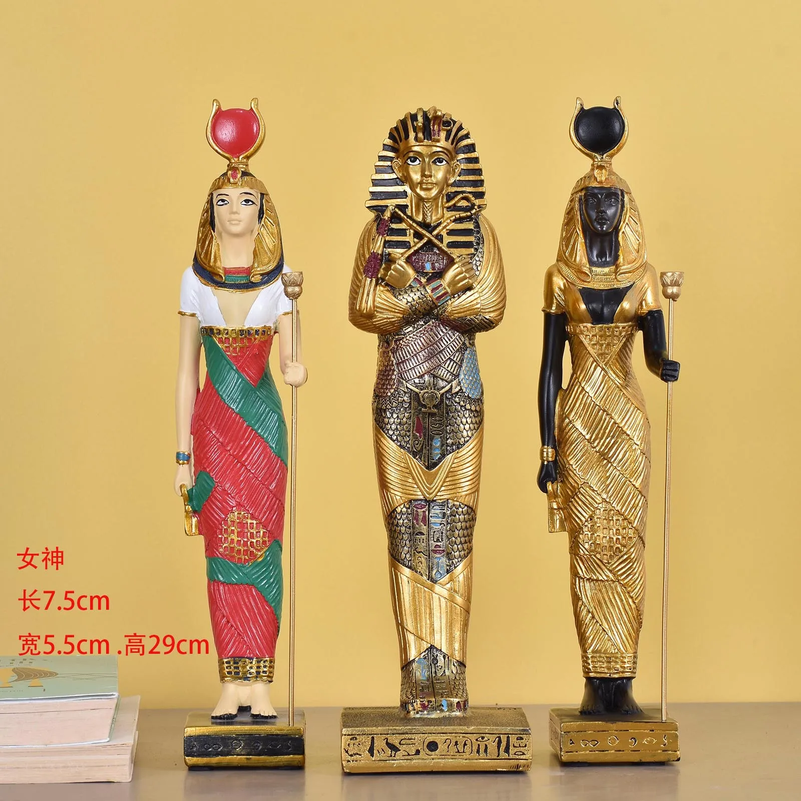 Egyptian Pharaoh Gold Mask Resin Carving Crafts Isis Goddess Pet Graveyard Patron Saint Home Entrance