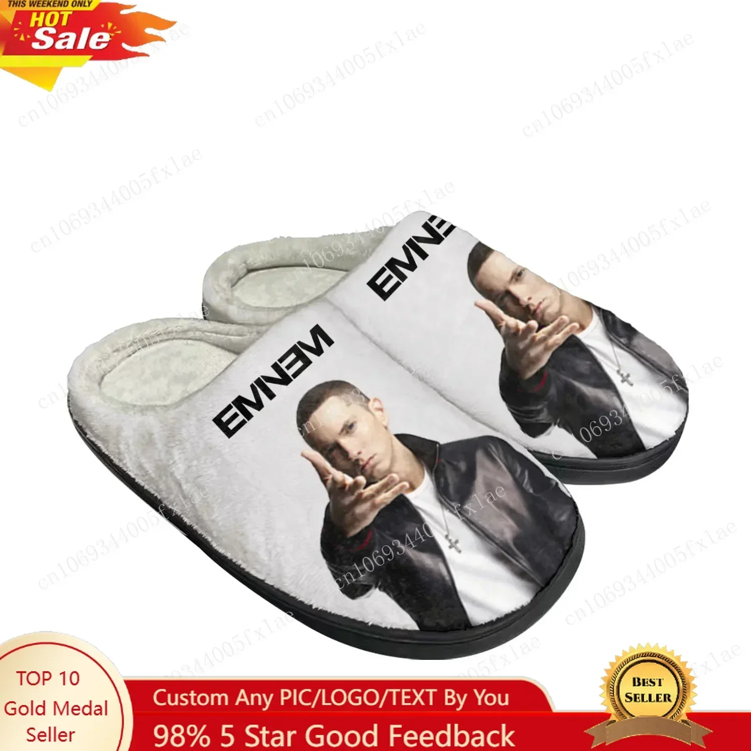 Eminem Hip Hop Rapper Music Popular Home Cotton Sandals Plush Bedroom Keep Warm Shoe Custom Slippers Thermal Slipper