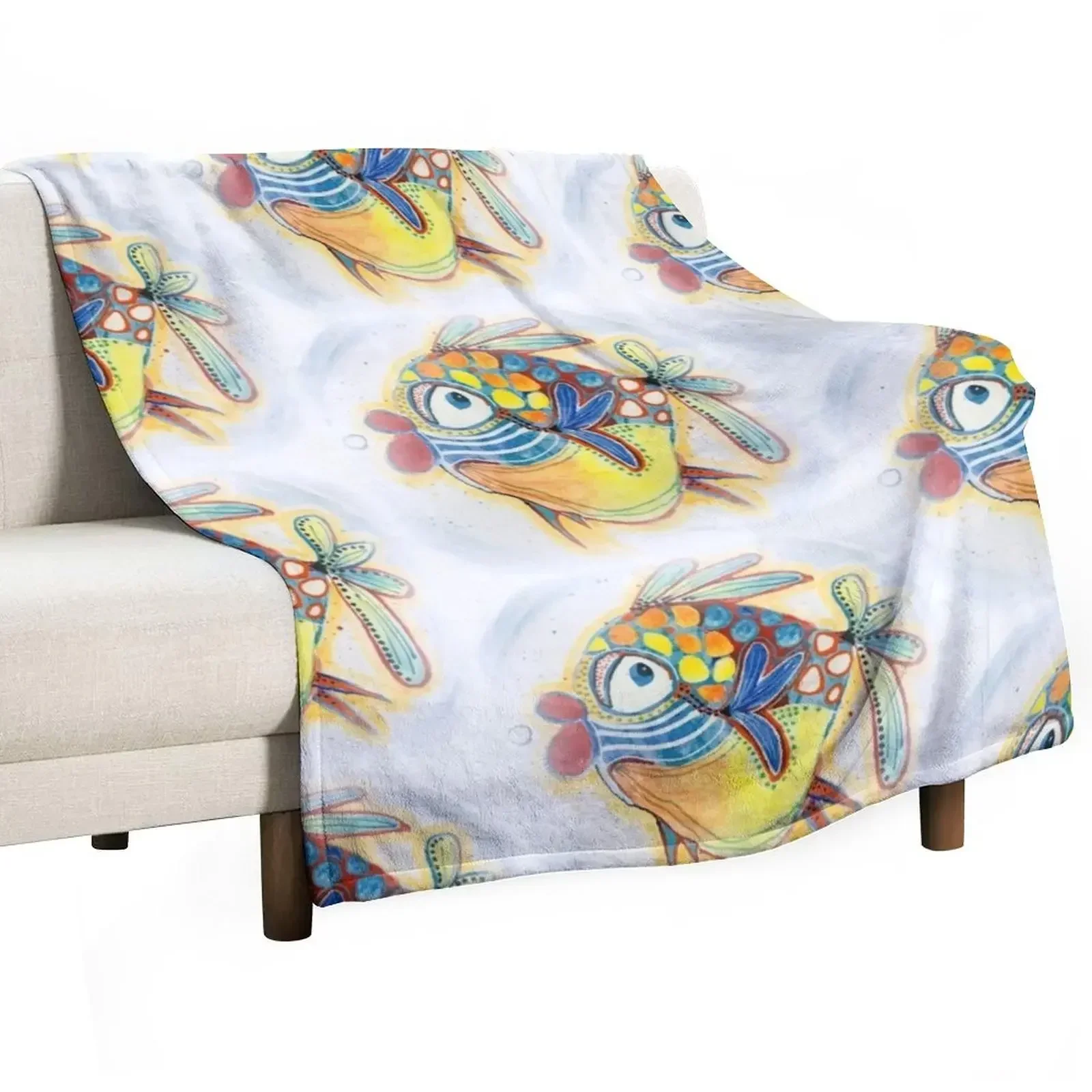 Fishy Throw Blanket Soft Big Loose Designers Hairy Blankets