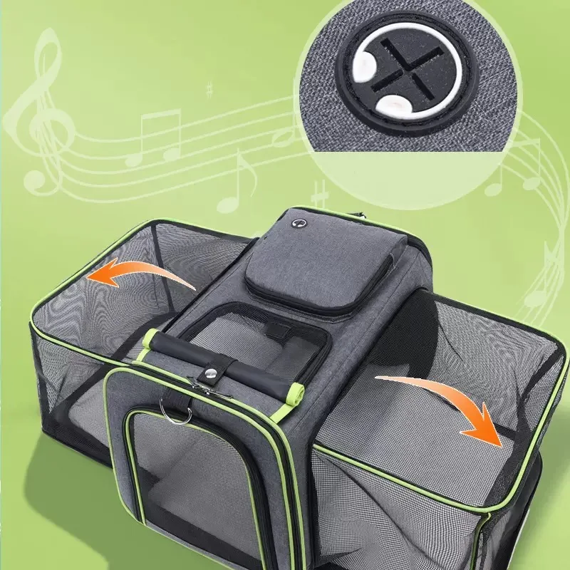 حاملة القطط والكلاب القابلة للتوسيع ذات الوجهين - مع وسادة من الصوف وجيوب حامل الحيوانات الأليفة للسفر حقيبة محمولة للحمل في الهواء الطلق للقطط #4