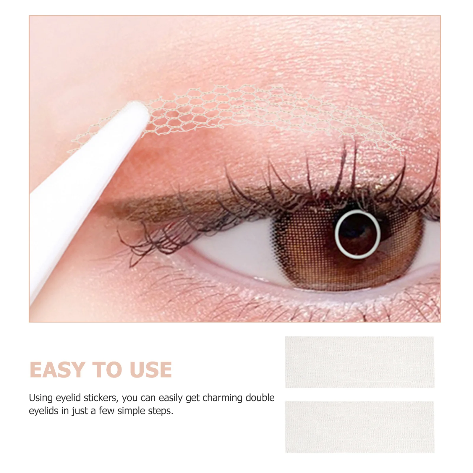 20 pezzi di nastro per doppia palpebra in rete naturale, colore della pelle invisibile, adesivi duraturi, strumento per il trucco degli occhi per occhi più arrotondati ingranditi