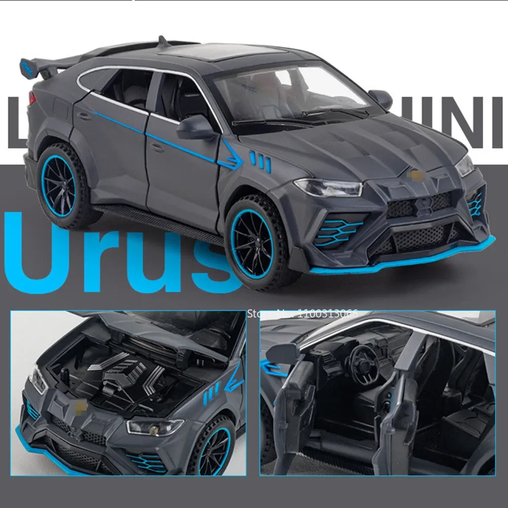 1:32 URUS Miniatuur Sportwagen Model Speelgoed Legering Diecast Geluid Licht Deuren Geopend Trek Supercar Ornament Voertuigen Kinderen Geschenken