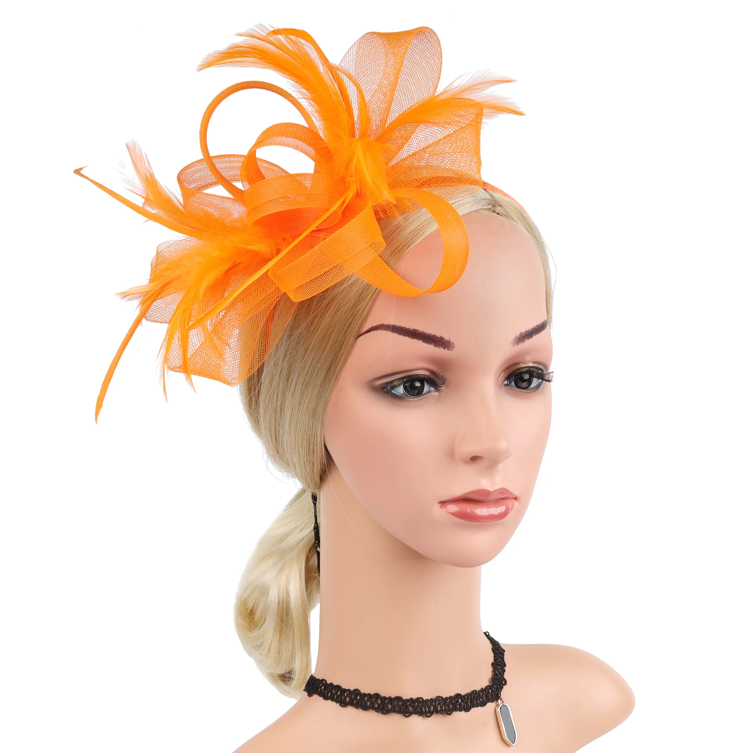 Vendita calda all\'ingrosso copricapo accessori per capelli personalizzato matrimonio fiore piuma Fascinator sposa fascia copricapo femminile