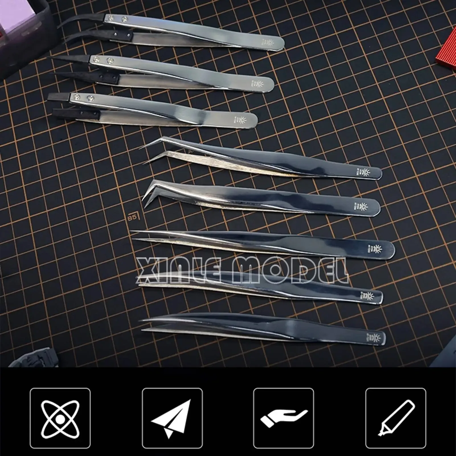 DSPIAE AT-TZ serie schuine pincet rechte punt elleboog, precisie antistatische pincet, model amateur ambachtelijke gereedschappen DIY