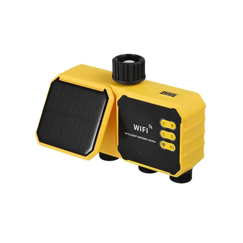 ABZW Solar Powered 4-Outlets Automatic Irrigation Timer Outdoor Water Timer Garden Watering Tool System