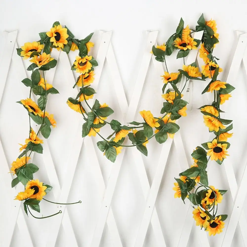 

Flexible 2.3m Sunflower Artificial Flowers Vine Floral Art 26 Heads Simulated Flower Exquisite Lifelike Fake Sunflower Vine Wall