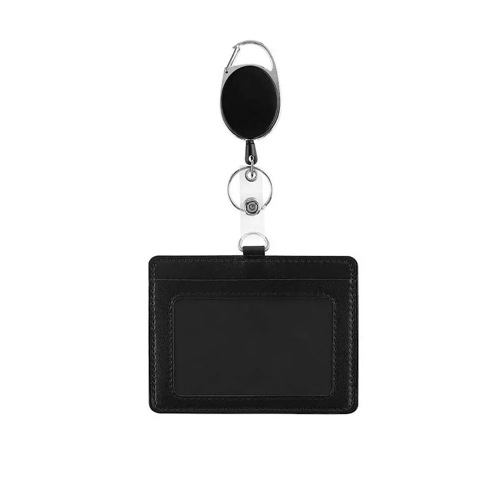 

Simple Lanyard ID Card Holder School Business Office Supplies Zipper Coin Purses PU Leather Wallet Credit Card Holders Bus Card